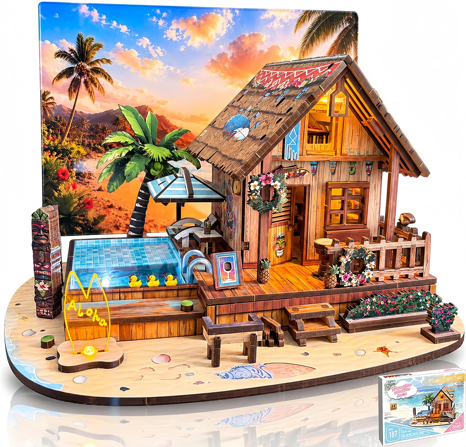 Hawaiian Beach House LED wooden puzzle