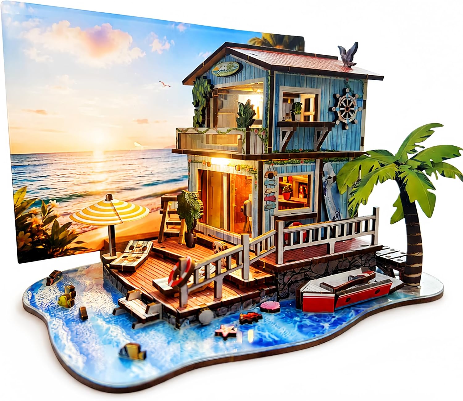 Seaside Cabin LED wooden puzzle
