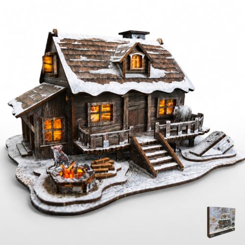 Astshun&co Winter Cabin wooden puzzle model